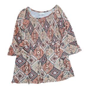 Bobbie Brooks Boho Knit Peasant Style Knit 3/4 Sleeve Top Size 2X